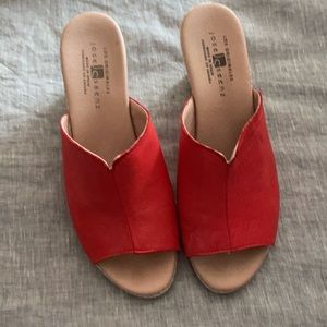 Red leather wedges. 3” wedge. Size 40